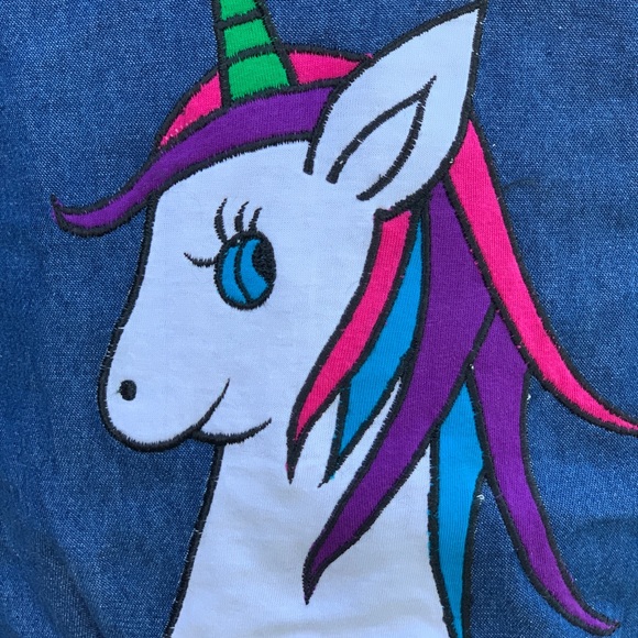 Jeans romper with unicorn patchwork - Picture 3 of 6